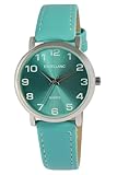 Damenuhr Excellanc Damenuhr mit Lederimitationsarmband, türkis/silberfarben