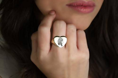 Bague en forme de coeur gravée style indienne, le cadeau tribal idéal - 2