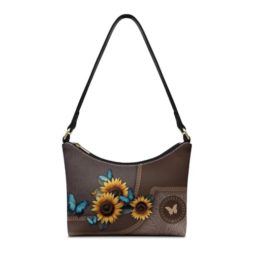 BLeather Underarm Bag for Women Shoulder Handbag with Zipper Fashion Travel Purse