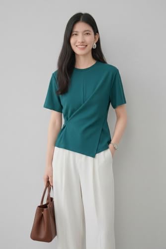 Image of Zilcon Woman Half Sleeve Round Neck Womens Tops Beach Vacation Fashion Clothes Casual Summer Spring Winter Fall Outfits Tops