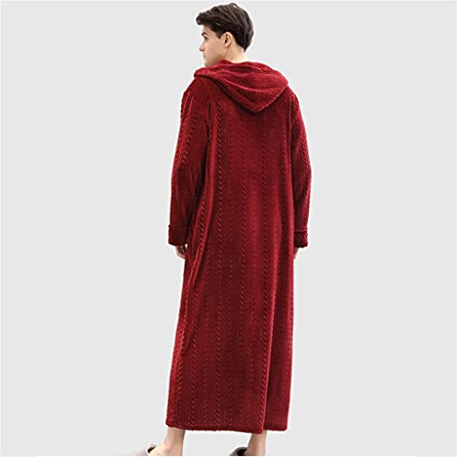 Czdyuf Bathrobe Men's Autumn And Winter Flannel Zipper Hooded Bathrobe Home Service Night Gown Home Service (Color : B, Size : M Code) #TOP2