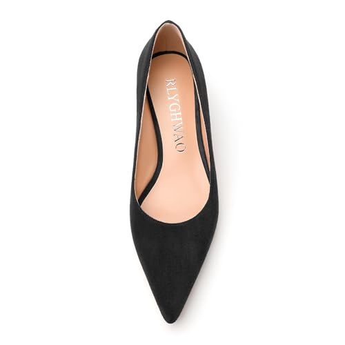 Women's Pumps, Pointed Toe Kitten Heels, Fashion Suede Slip on High Heels for Women 1.3 Inch3
