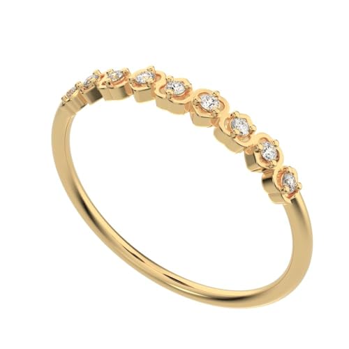 Clara Pucci 0.09 Ct Round Cut Moissanite Dainty Minimalist Stackable Half Eternity Heart Light 14K Solid White Gold Everyday Wedding Band4