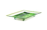 GAC Unique Landscape Design Rectangular Tempered Glass Serving Tray on Glass Ball Legs – 10x14 Inch