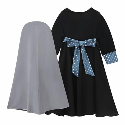 Abaya for Toddler Baby Girls Muslim Prayer Clothes with Hijab Kids Maxi Dress Middle East Dubai Islamic Clothing2