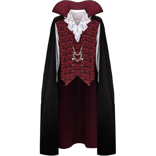 Robe médiévale gothique à cape rouge taille L pour incarner l'élégance historique