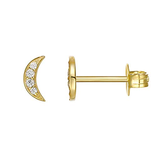 DMZing Personality Lovely Simple Moon Earrings,Women Fashion Unique Jewelry Elegant Jewelry Set Ear Eendants Earring, Women Wedding Crystal Jewelry Set Gift (Gold)