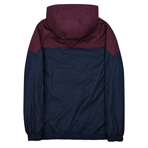 SUNDAY ROSE Men's Lightweight Hooded Jackets Vintage Patchcolor Windbreaker Packable Raincoat for Hiking2