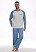 MLXSJ Mens Pajama Set Pjs Sleepwear Lightweight Long Sleeve Pjs Soft Comfy Sleep Set With Pocket (Gray Blue-Light Gray, XL)