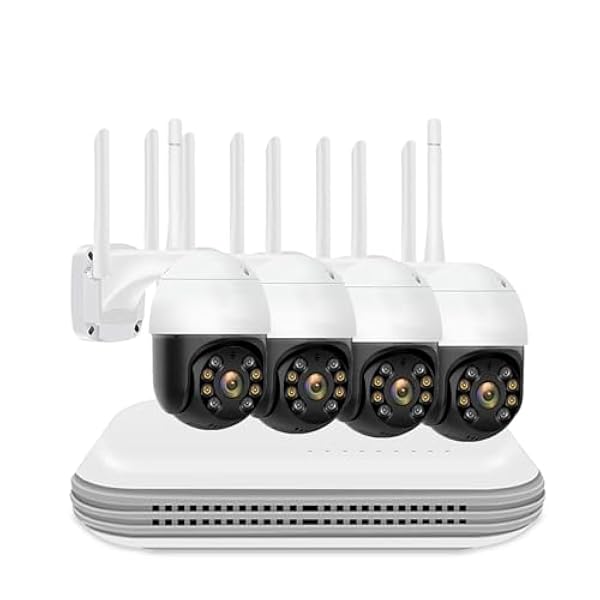 Bedraad beveiligingscamerasysteem 5MP WIFI Bewakingscamera's PTZ 4CH Draadloze WIFI Systeem Camera Kit IP Twee Richting Kleur Nachtzicht Thuis CCTV camera (Size : 2T, Color : NVR With 3PCS Camera)