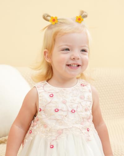 Jollybows 24 Stück Blumen für Haargummis Mädchen, Bunt Kleine Elastische Zopfgummis Mini Haarschmuck für Baby Mädchen Kinder Kleinkind