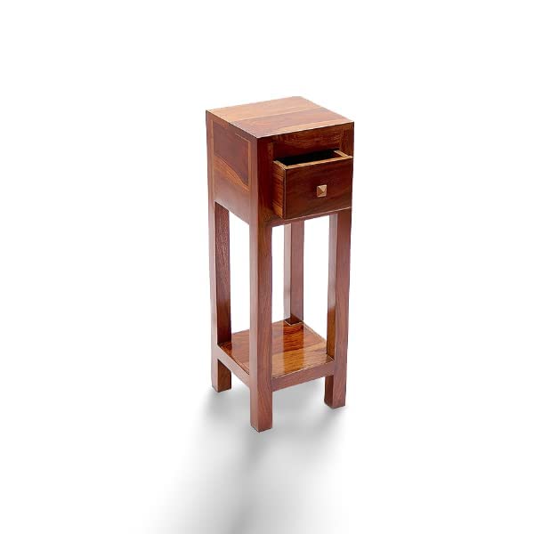 Jdav Sheesham Wood Bedside End Table | Side Table with a Drawer for Home Decor |Living Room | Single Table (Sheesham,Brown)-image-25