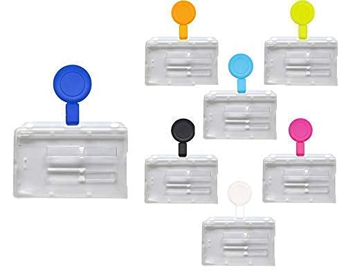 Compartiment pour cartes avec poussoir et jojo enrouleur pour double badge