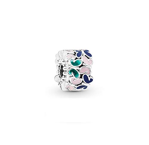 Abalorio de plata de ley para pulsera de mariposas multicolor MiniJewelry, abalorios de margaritas