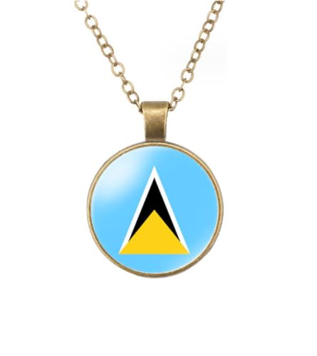 EnigmaGlow Saint Lucia Flag Zinc Alloy Necklace Pendant St Lucia Necklace for Men Women (Saint Lucia)