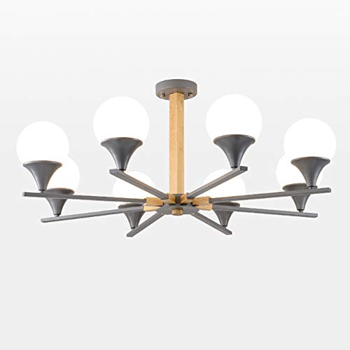 Chandelier Spoutnik bois massif plafonnier de salon 3 lumières lustre design