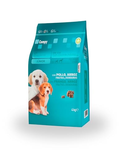 Compy Alimento para Perros Junior, Pollo con Arroz, Frutas y Verduras, Razas Medianas y Grandes, 4 kg