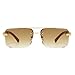 WHHJM Mens Fashion Rimless Rectangle Sunglasses for Man Frameless Square Glasses Gradient Tinted UV400 Lens (Gold/Gradient Brown)