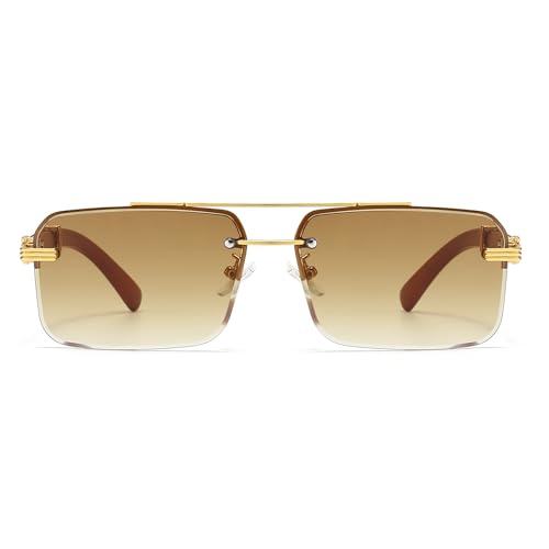 Mens Fashion Rimless Rectangle Sunglasses for Man Frameless Square Glasses Gradient Tinted UV400 Lens3