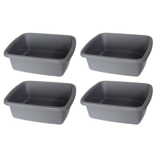 YBM Home Plastic Dish Pan Basin, Grey, Pack of 4