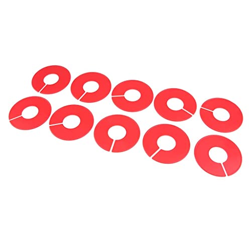 Gitohoni 10 Piezas Separadores Redondos para Perchas de Ropa Divisores de Tamaño para Armario Organizador para Perchas Etiquetas de Plástico Adecuados, rojo