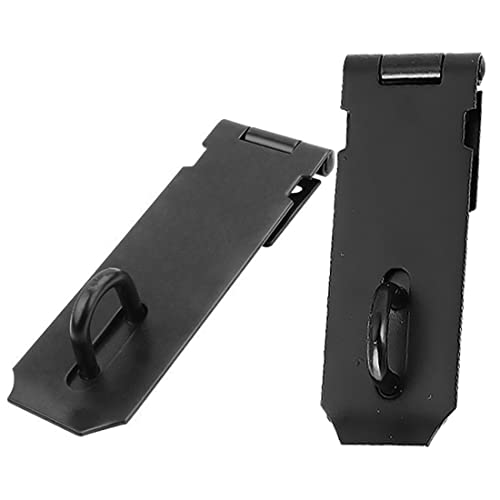Image of 2 Pack Door Locks Hasp Latch,Stainless Steel Safety Clasp Hasp Lock Latch,Extra Thick Gate Lock Hasp with Screws Brushed Finish for Small Doors, Cabinets and More (Black, 5IN)