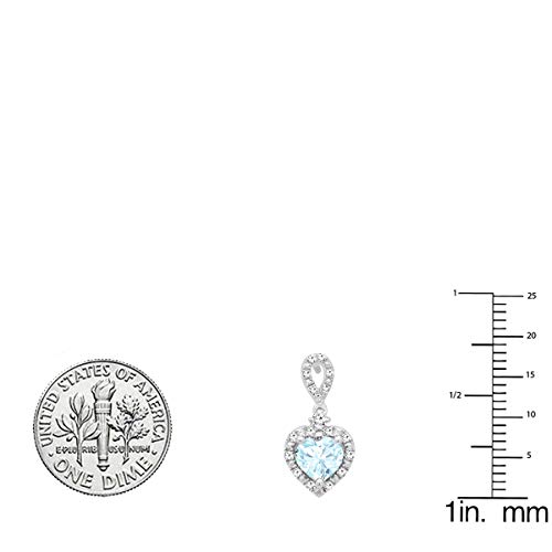 Dazzlingrock Collection 6 Mm Each Heart Aquamarine & Round Diamond Ladies Drop Earrings, Sterling Silver #TOP2