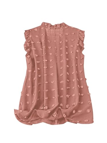 SOLY HUX Women's Plus Size Blouse Swiss Dots V Neck Ruffle Sleeveless Vacation Casual Summer Tops2