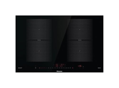 Hisense I8455C - Placa de cocina de inducción, 80 cm, 4 zonas, vitrocerámica, negro, mandos frontales, control táctil