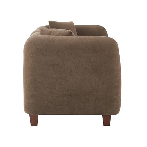 Image of Merax 87 inch Dark Brown Velvet Couch 3 Seater Modern Sofas for Living Room | with 2 Pillows, Foam Filled Cushions, Solid Wood Legs, Upholstered Backrest and Armrest, Bear 900lbs, 87 inchW x 29.5 inchD x 26.5 inchH