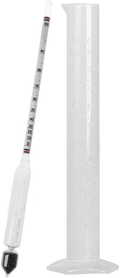 Alcohol Meter for SPIRIT Meter 0-100% Measures Alcohol in Distilled for SPIRIT Hydrometer 23cm Including 100ml Trial Sampling Jar