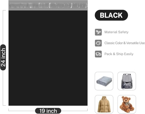 Image of Metronic Poly Mailers 19x24 Inch 40000 Pcs, Large Shipping Bags for Clothing, Small Business, Strong Thick Mailing Bags with Self Adhesive, Waterproof and Tear-Proof Large Shipping Bags Bulk in Black