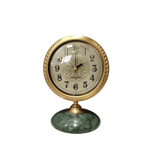 Vintage Mantel & Modern Brass Desk/Shelf Clock, Silent Non-Ticking Analog