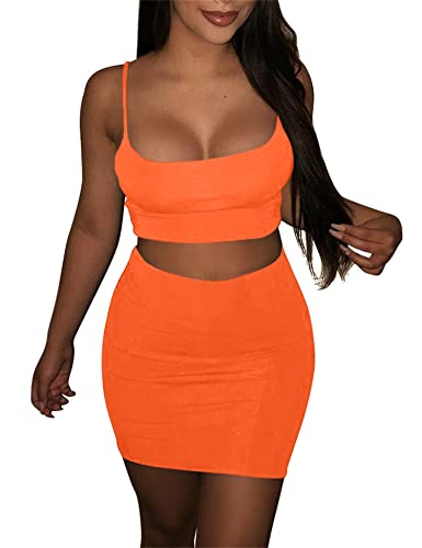Image of BORIFLORS Women's Sexy 2 Piece Bodycon Mini Party Dresses Halloween Costume Strap Crop Top Short Skirt Set