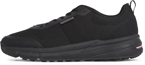 Tommy Hilfiger Herren Runner Sneaker Lightweight Modern Knit Schuhe, Schwarz (Black), 46