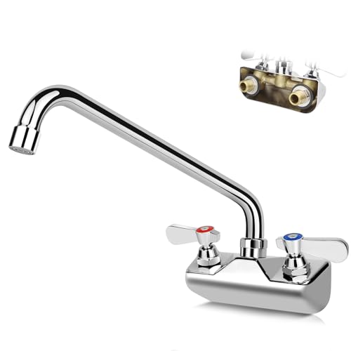 Commercial sink faucet with 12" swivel spout, wall mount