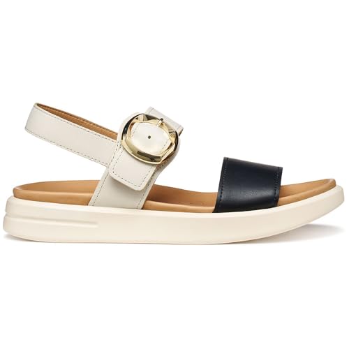 Geox Women's D Xand 2S A Wedge Sandal, LT Sand/Black, 38 EU