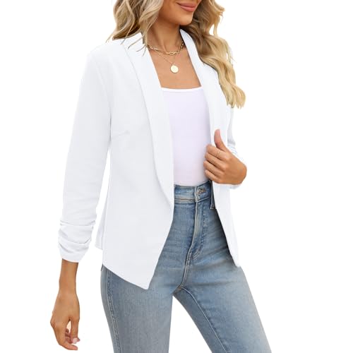 Image of POGTMM Women 3 /4 Sleeve Blazer Open Front Cardigan Jacket Work Office Blazer