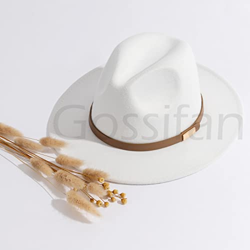 Image of Fedora Hats for Men Wide Brim Panama Hat with Classic Belt