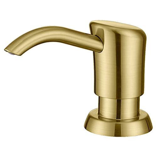 GAGALIFE Built in Sink Soap Dispenser or Lotion Dispenser for Kitchen Sink Brushed Gold ABS Pump Head with 17 Ounce Large PET Soap Bottle