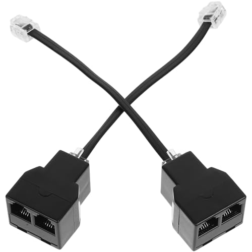 Rj11 Telephone Splitter Adapter Black 2pcs Detachable 6p4c