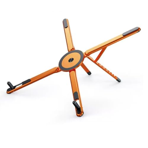 Image of 4-in-1 Foldable Laptop Stand, Magnetic Phone Stand & Selfie Stick with 180 Rotating Magnetic Head, Portable Travel Laptop Holder Tripod, 8-Level Ergonomic Height Adjustable Stand (Orange, 1 PCS)