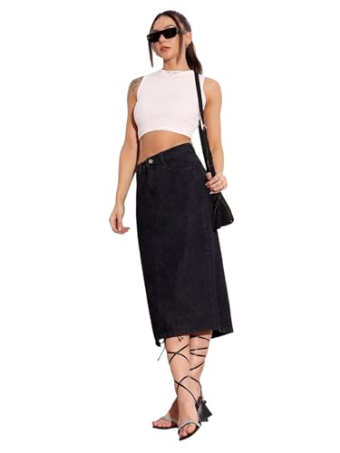 Image of Miss Chase Women's Straight High Rise Mini Denim Skirt