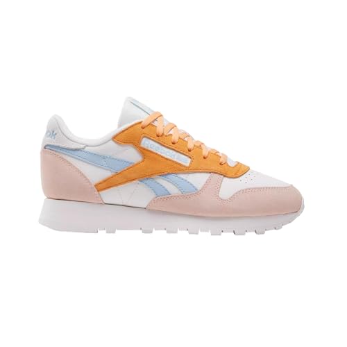 Image of Reebok Women's Classic Leather Sneaker, Chalk Washed Clay Soft Blue, 8.5