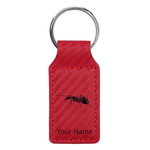 LaserGram Rectangle Keychain, Ant, Personalized Engraving Included (Carbon Fiber Red)