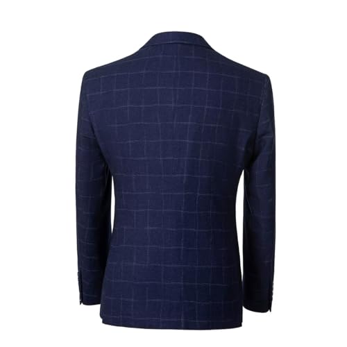 3-Piece Plaid Men Suit Pinstripe 2 Bottons Formal Wedding Suit Classic Tuxedo Mens Suit Set Blazer Jacket Vest Pants4