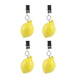 TwoFish Home Set of 4 Resin Table Cover Tablecloth Weights Clips Handicraft Tablecloth Clips (Lemon)