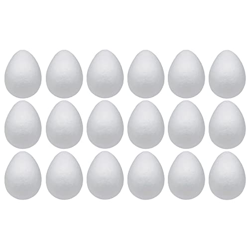 Crafjie Foam Eggs 18pcs 4 Inch (10cm) White Craft Polystyrene Eggs Smooth for Spring Easter Halloween Christmas Holiday Crafts Making Handmade DIY Painting School Projects