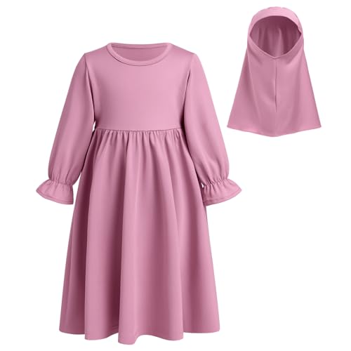 2PCS Newborn Baby Girls Muslim Abaya Prayer Dress with Hijab Islamic Middle East Arab Dubai Robe Ramadan Eid Clothes2