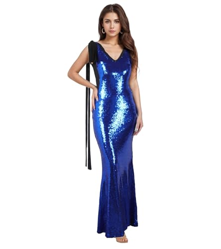 Image of PORRCEY Women's Sexy Rhinestone Lace Sheer Mesh Formal Evening Dress